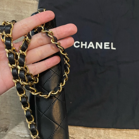 Vintage Chanel Lambskin Classic Mini Full Flap Shoulder Bag 24KGP Hardware - Picture 9 of 13